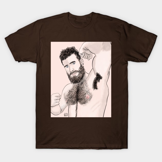 Bearded Hottie (Continuous Line) T-Shirt by JasonLloyd